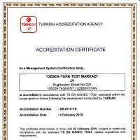 The certification body for Quality Management Systems of the JV «O'zbek-Turk Test Markazi» has received international recognition